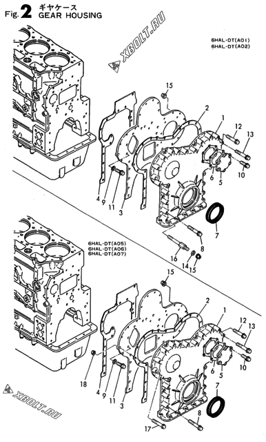  Корпус редуктора двигателя Yanmar 6HAL-DT(A01)