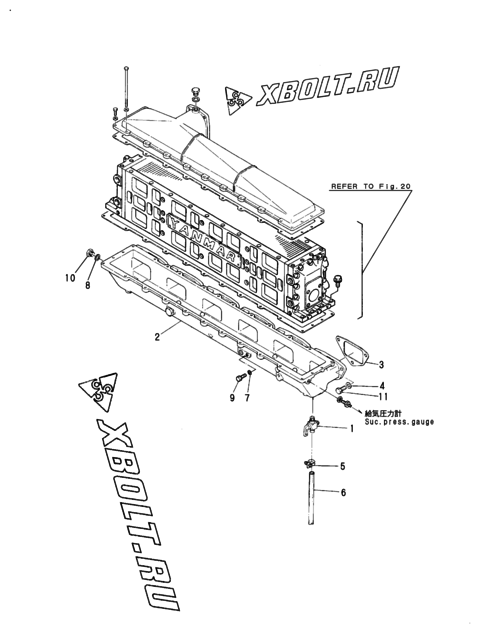  Впускной коллектор двигателя Yanmar 6LAL-ST2