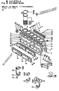  Двигатель Yanmar 6LALC-ST(YCP, узел -  Блок цилиндров 