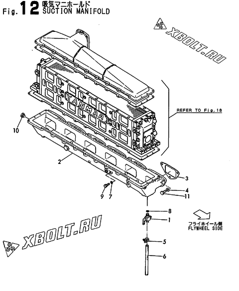  Впускной коллектор двигателя Yanmar 6LALC-ST(C01