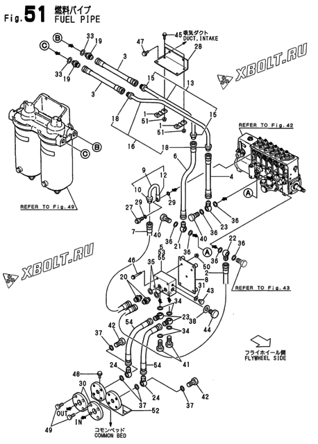  Топливопровод двигателя Yanmar 6LALC-ST(C02