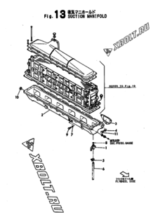  Двигатель Yanmar 6LAL-ETR, узел -  Впускной коллектор 