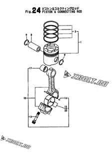  Двигатель Yanmar 6LAL-ETR, узел -  Поршень и шатун 