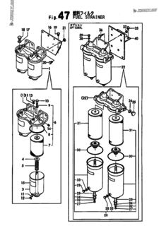  Двигатель Yanmar 6LAL-ET, узел -  Топливный фильтр 