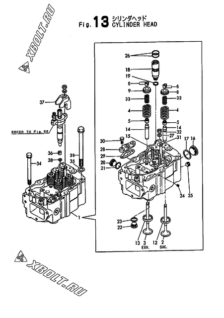  Головка блока цилиндров (ГБЦ) двигателя Yanmar 12LALCST(C02