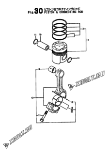  Двигатель Yanmar 12LALCST(C01, узел -  Поршень и шатун 