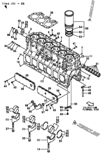  Двигатель Yanmar YPP240, узел -  Блок цилиндров 