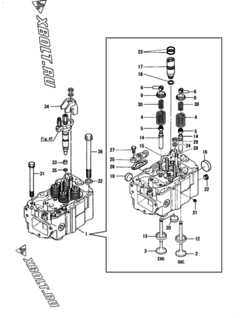  Двигатель Yanmar 12LAL-ST, узел -  Головка блока цилиндров (ГБЦ) 