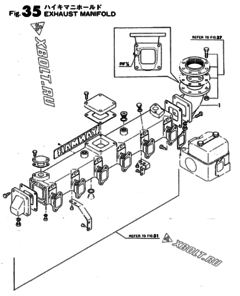 Двигатель Yanmar 6KFL, узел -  Выпускной коллектор 