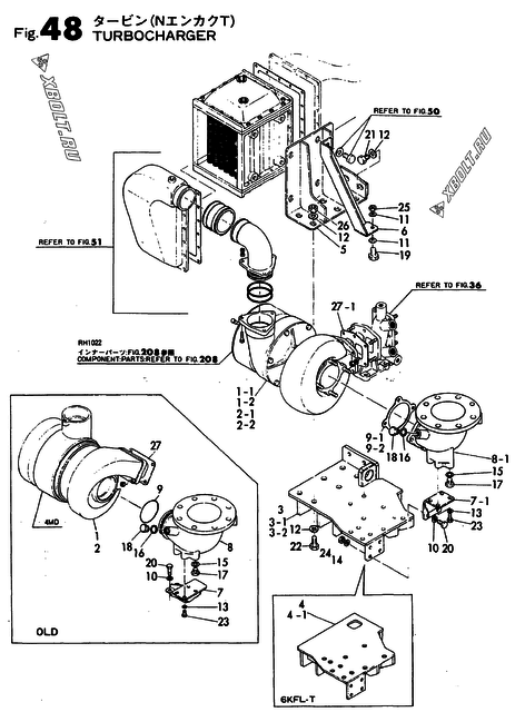  Турбокомпрессор двигателя Yanmar 6KFL-T