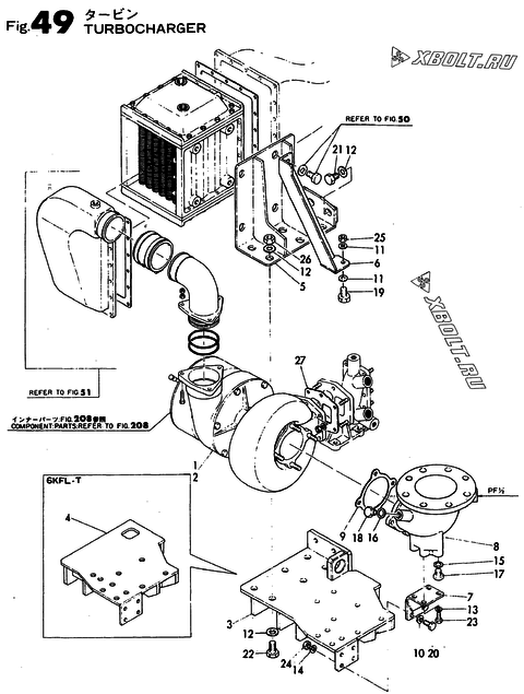  Турбокомпрессор двигателя Yanmar 6KFL-T