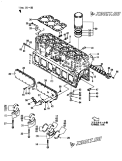  Двигатель Yanmar 6HAL2-P, узел -  Блок цилиндров 