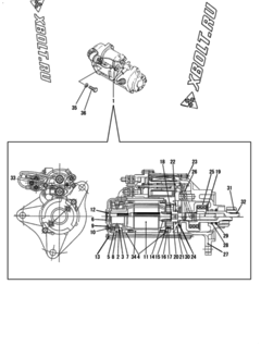  Двигатель Yanmar 6HAL2-P, узел -  Стартер 