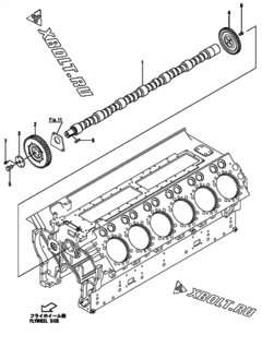  Двигатель Yanmar AY40L-UT, узел -  Распредвал 