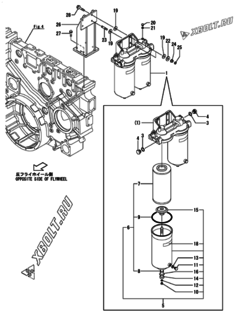  Двигатель Yanmar AY40L-UT, узел -  Топливный фильтр 