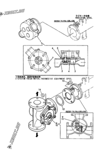  Двигатель Yanmar 6/8NHL, узел -  Термостат 
