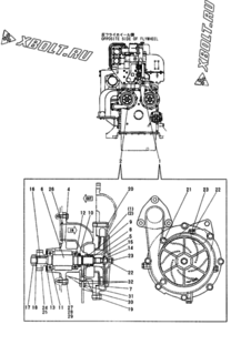  Двигатель Yanmar 6N18AL, узел -  Водяная помпа 