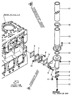  Двигатель Yanmar 6NHLG/8NHLG, узел -  Сапун 