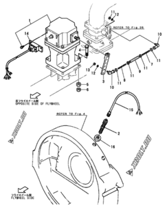  Двигатель Yanmar 6NHLG-ST, узел -  Привод 