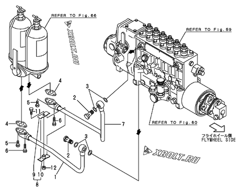  Топливопровод двигателя Yanmar 6NY16L