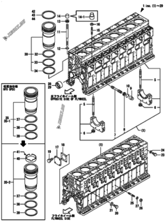  Двигатель Yanmar 8N330L-UV, узел -  Блок цилиндров 