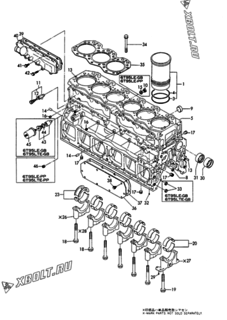 Двигатель Yanmar 6T95LE-PP, узел -  Блок цилиндров 