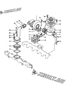  Двигатель Yanmar 6T95LTE-PP, узел -  Турбокомпрессор 