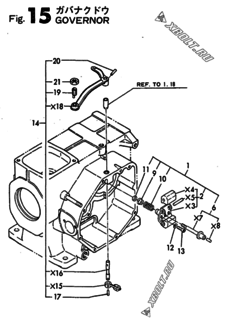  Двигатель Yanmar TS60-GSK, узел -  Регулятор оборотов 