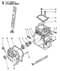  Двигатель Yanmar GE36E-DR, узел -  Корпус блока цилиндров 