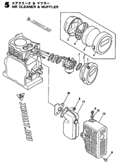  Двигатель Yanmar GE36E-DR, узел -  Воздушный фильтр и глушитель 