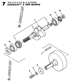  Двигатель Yanmar GE36E-DR, узел -  Коленвал и коренной подшипник 