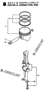  Двигатель Yanmar GE36E-DR, узел -  Поршень и шатун 