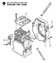  Двигатель Yanmar GE36E-DR, узел -  Корпус вентилятора охлаждения 