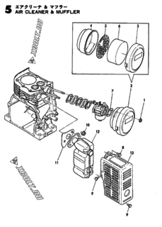  Двигатель Yanmar GE50E-DR, узел -  Воздушный фильтр и глушитель 