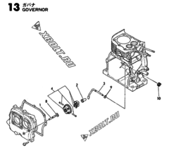  Двигатель Yanmar GE50E-DR, узел -  Регулятор оборотов 