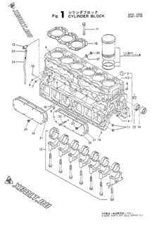  Двигатель Yanmar 6PHE, узел -  Блок цилиндров 