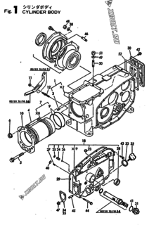  Двигатель Yanmar TF65R-DI, узел -  Корпус блока цилиндров 