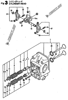  Двигатель Yanmar GN18, узел -  Головка блока цилиндров (ГБЦ) 