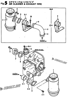  Двигатель Yanmar GN18, узел -  Воздушный фильтр и глушитель 