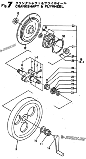  Двигатель Yanmar GN18, узел -  Коленвал и маховик 