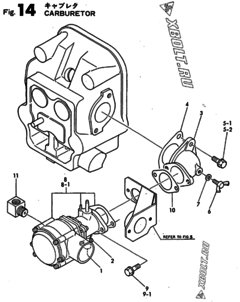 Двигатель Yanmar GN18, узел -  Карбюратор 