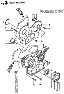  Двигатель Yanmar 3TN82E-S, узел -  Корпус редуктора 