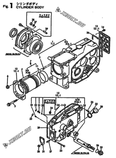  Двигатель Yanmar TF80-HI, узел -  Корпус блока цилиндров 