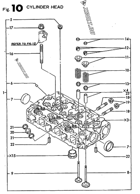  Головка блока цилиндров (ГБЦ) двигателя Yanmar 3TN66E-G2