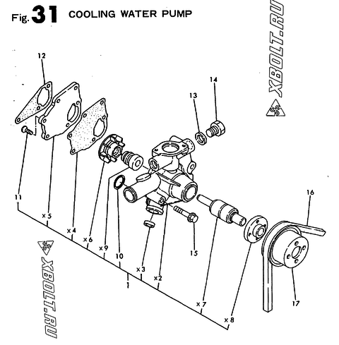  Водяная помпа двигателя Yanmar 3TN66E-G2