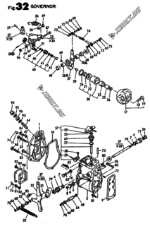  Двигатель Yanmar 4T95LTE-SH, узел -  Регулятор оборотов 