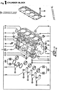  Двигатель Yanmar 4TN82L-RTGS, узел -  Блок цилиндров 