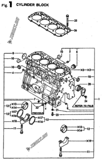  Двигатель Yanmar 4TN82TE-S, узел -  Блок цилиндров 