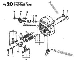  Двигатель Yanmar TF110-LZ, узел -  Головка блока цилиндров (ГБЦ) 