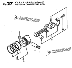  Двигатель Yanmar TF110-LZ, узел -  Поршень и шатун 